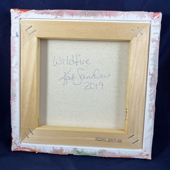 8" x 8" "Wildfire" Acrylic Pour Painting By Kat Sanders Abstract Fluid Vibrant - Picture 2 of 4